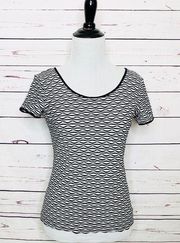 Armani Collezioni by Giorgio Armani Black & Grey Tonal Textured Top Size 4 Small