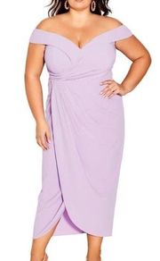 City Chic Plus Size Ripple Love Off the Shoulder Maxi Dress