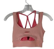 Layered Cutout Sports Bra XS Peach Pink