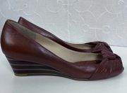 Johnston & Murphy Womens Shoes Size 7.5 Red Open Toe Slip On Heels Pumps