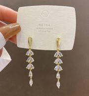 Crystal Teardrop Tassel Dangle Drop Earrings for Women