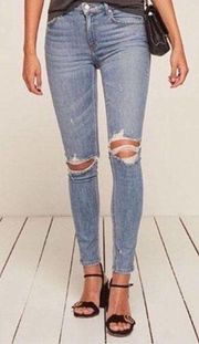 Reformation Mid Skinny Jeans  in Adriatic Distress Sz 25