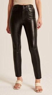 Abercrombie & Fitch Vegan Leather Ankle Straight Ultra‎ High Rise Pants Black S