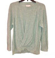 For Loft Ruched Pleated Sweater Seafoam Green Large