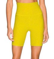 Spacedye Buttery Soft High Waisted Biker Short in Lemon Citron XS