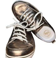 FITFLOP Metallic Bronze Leather Lace Up Comfort Sneakers Shoes Sz 6