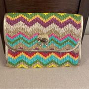 Lilly Pulitzer Spring Fling Clutch Zig Zag Straw Purse