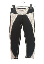 Zobha Black & White Speckle Ava Athletic Stretch Capri Leggings Women Sz XS