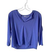 Athleta Oversized Quick Dry V-Neck Three Quarter Sleeve Workout Top Purple XXS