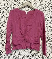 NEW Leith Drape Twist Front Long Sleeve Blouse