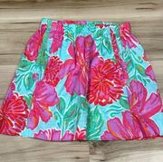 Lilly Pulitzer  Blue Pink Shorlie Bellina Floral Print Mini Skirt Women’s Small