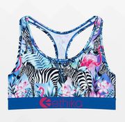 Zebra Paradise Blue Sports Bra