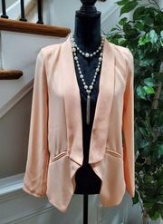 Boutique Solemio Women's Solid Pink Polyester Open Front Casual Fitted Blazer S