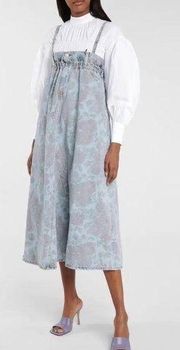 Ganni x Levi’s Floral Blue Denim Cinched Sleeveless Midi Dress Large