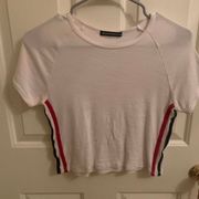 Brandy Melville  White Crop Top With Red And Blue Detail