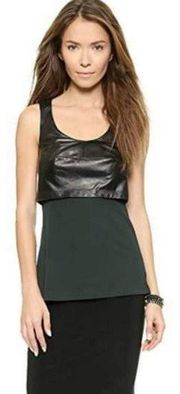 Ramy Brook Black Leather Rayon Sleeveless Tank Top XS