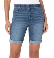 NWT Liverpool Chloe 9-Inch Pull On Bermuda Shorts | Bixby Wash | 10/30