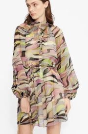NWT  Zeenaa Printed Blouson Sleeve Mini Dress