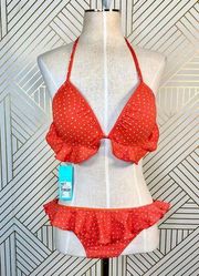 Seafolly Poppy Red Ruffle Polka Dot Bikini Set