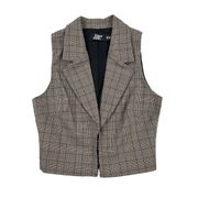 Tiger Mist - Plaid Collared Sleeveless Vest in Brown