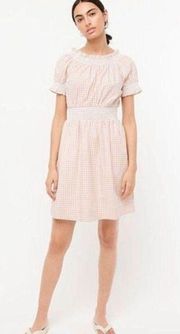 J. Crew Smocked puff-sleeve cotton poplin dress in gingham