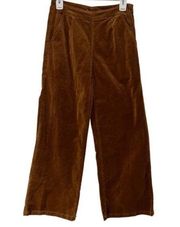 SAGE THE LABEL BROWN CORDUROY WIDE LEG SIDE ZIP PANTS SMALL