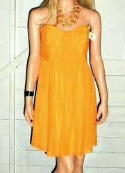 Orange Silk Strapless Dress 8 NWT