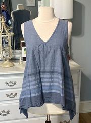 Ivy Jane Cotton Flowy Waterfall Sides Tank Top Blue Cotton Womens Small