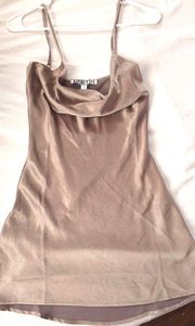 Slip Dress Satin Taupe Color