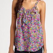 Rebecca Taylor Floral Print 100% Silk Tank, size 6