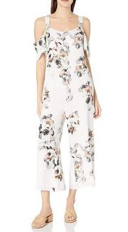 Moon River Jumpsuit Floral White Pink Women's Size Extra Small