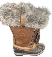 London Fog LFW Melton 2 Women’s Lace up mid calf snow boots / Brown/Size 6