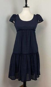 Marc By Marc Jacobs Navy Silk Tiered Babydoll Dress Size 2