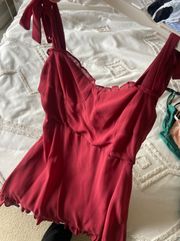 Boutique Red Babydoll Tie Dress