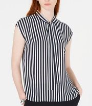 Bar III Women's Striped Tie-Neck Sleeveless Top Size S