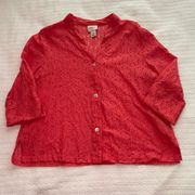 14P Ruby Rd. Coral Lace Blouse with 3/4 Sleeves