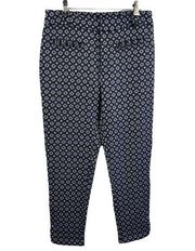 Rachel Roy Navy Patterned Straight Leg Cropped Pant Size 6