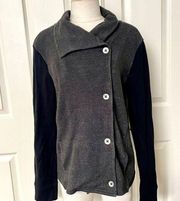 Caslon black and grey button front Sweater