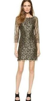 Diane von Furstenberg Zarita 3/4-Sleeve Metallic Lace Dress