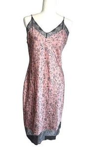 Victorias Secret Floral Slip Dress Cami Chemise Lace Sexy Pink Gray Midi Large