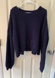 navy blue super soft cable knit sweater