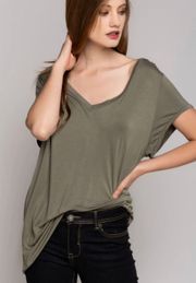 Olive Asymmetrical Hem T Shirt