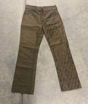 Fendi Brown Zucca High Rise Trouser Pants