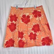 New York & Company Coral Hibiscus A Line Skirt Women’s Plus Size 18