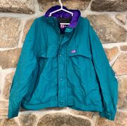 Vintage Blue Green  Zip Up Windbreaker Bomber Jacket