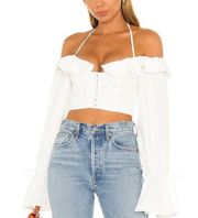 Majorelle Stefano Bustier Crop Top White Size XS Off Shoulder Ruffle Bows  NEW
