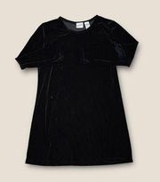 Vintage 90s Jacqueline Ferrar Velour Shift Mini Dress Black 4P