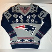 NFL New England Patriots Football V‎ Neck Christmas Sweater Womens XL