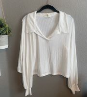 NWT White Cropped Ribbed Long Sleeve Top 