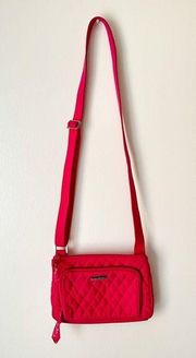 Vera Bradley  Little Hipster Crossbody Purse Bag FUCHSIA Hot PINK Microfiber